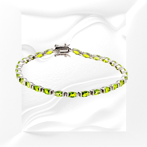 925 Silver Peridot Riveire Bracelet