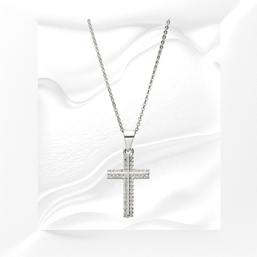 925 silver Cross Necklace with Zircon