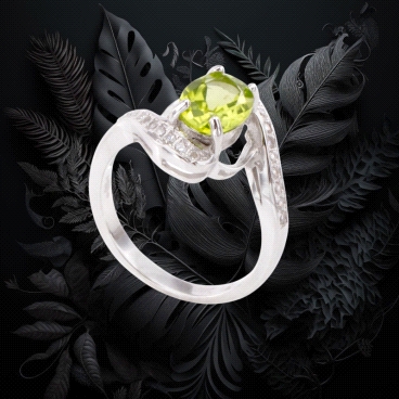 925 STERLING SILVER Ringwith olivine and Zircon