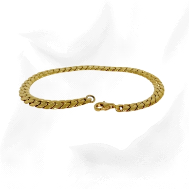 18K Gold Close Curb Bracelet – Solid Yellow Gold, 21cm