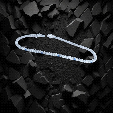 18K White Gold Riviere Bracelet sapphire and Zircon