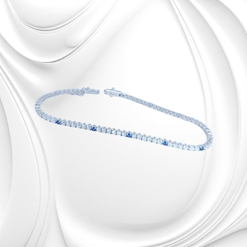 18K White Gold Riviere Bracelet sapphire and Zircon