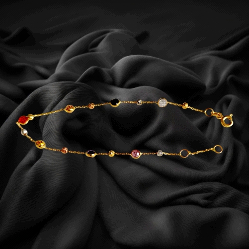 8k Gold Bracelet with Coloured zircon stones