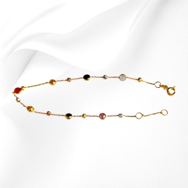18k Gold Bracelet with Coloured zircon stones