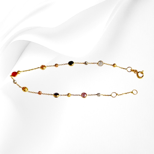18k Gold Bracelet with Coloured zircon stones