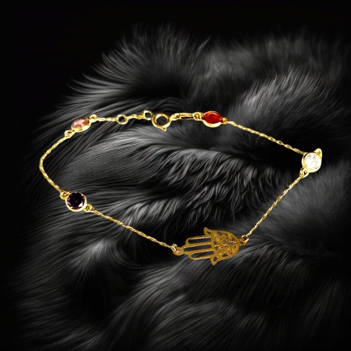 18K gold Bracelet hand and zircon
