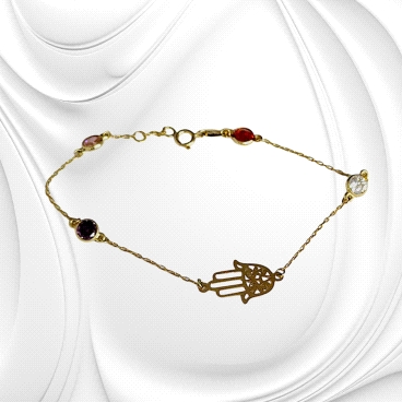 18K gold Bracelet hand and zircon
