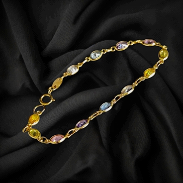18k Gold Bracelet with Coloured zircon
