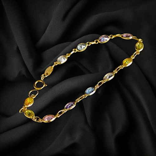 18k Gold Bracelet with Coloured zircon