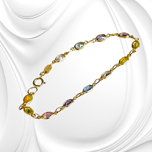 18k Gold Bracelet with Coloured zircon