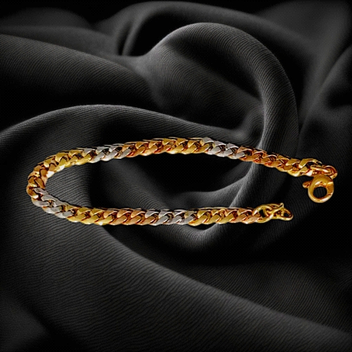 Three-Colored 18K Gold Bracelet.