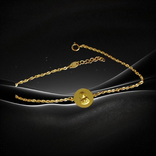 18K gold Bracelet with Virgen Carmen and Heart of Jesus