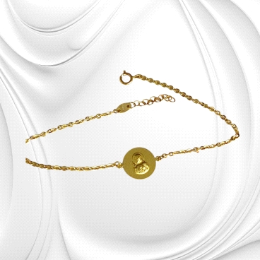 18K gold Bracelet with Virgen Carmen and Heart of Jesus