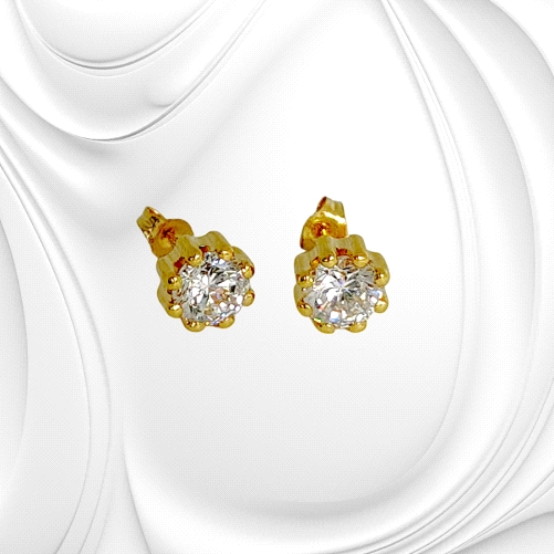 8K Gold Zircon Stud Earrings