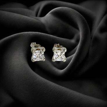 18H White Gold Zircon Stud Earrings