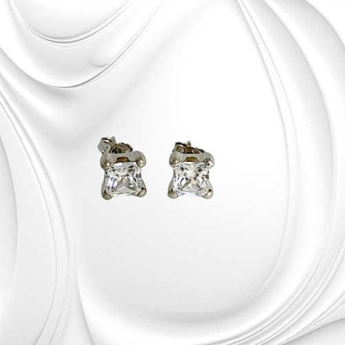 18H White Gold Zircon Stud Earrings