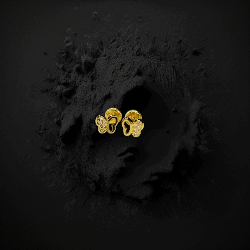 18K Gold screw back star buterfly earrings