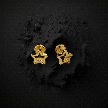 18K Gold screw back star earrings