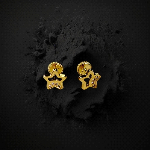 18K Gold screw back star earrings