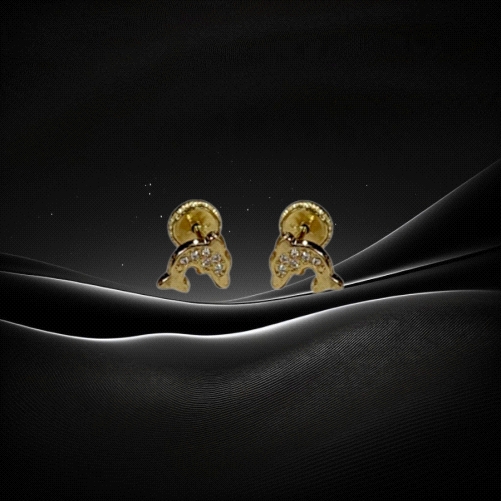 18K Gold Earrings featuring Dolphin