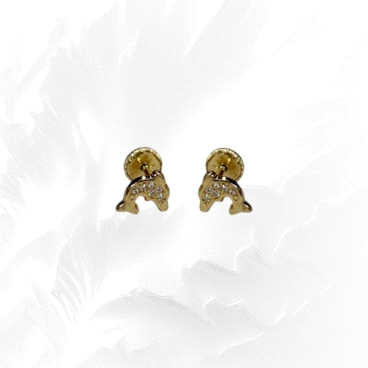 18K Gold Earrings featuring Dolphin