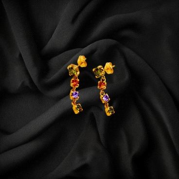 18K Gold Earrings with coloured Zircons