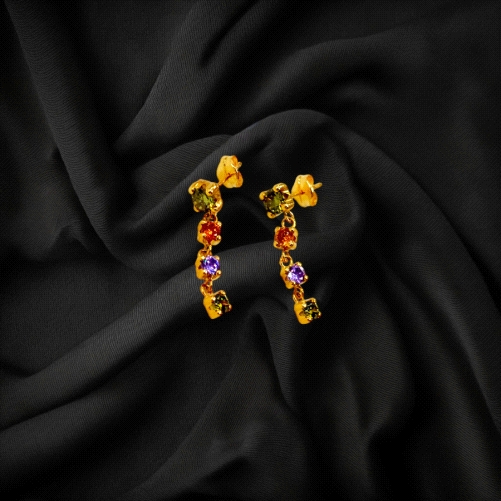 18K Gold Earrings with coloured Zircons
