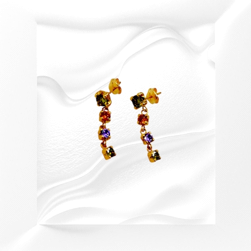 18K Gold Earrings with coloured Zircons