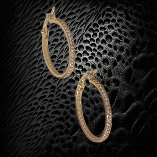 Stylish unisex hoop earrings crafted in radiant 18K yellow gold, featuring sparkling zircon accents. Lightweight at 2g for every