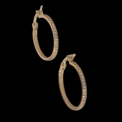 18K Gold Hoop Earrings with Zircon