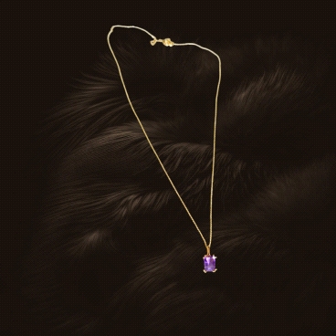 18K Gold Necklace with Amethyst