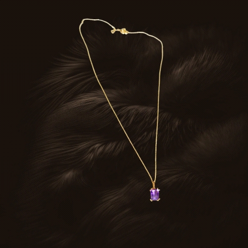 18K Gold Necklace with Amethyst