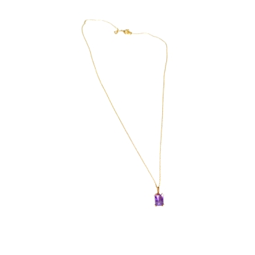 18K Gold Necklace with Amethyst