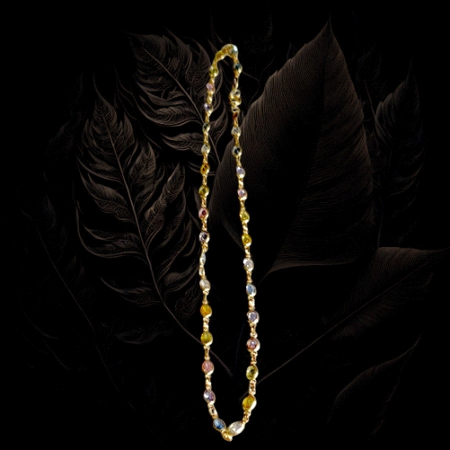 18K Gold Necklace with coloured Zircon
