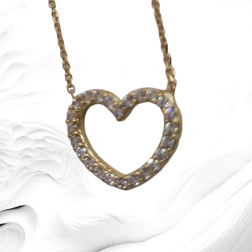 18K Gold Heart Pendant and Chain