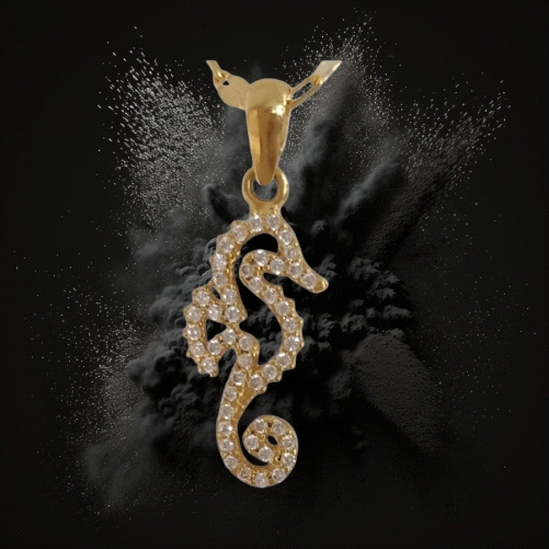 18K Gold Sea Horse Pendant