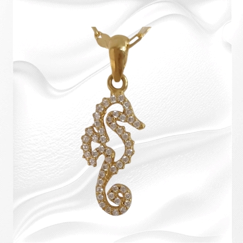 18K Gold Sea Horse Pendant