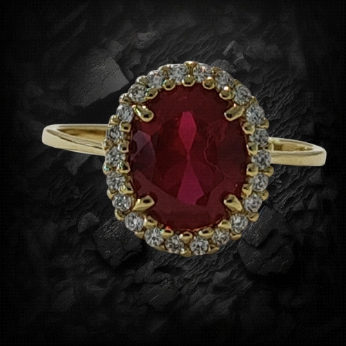 18K Gold Simulated Ruby Zircon Ring