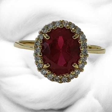 18K  Gold Simulated Ruby Zircon Ring