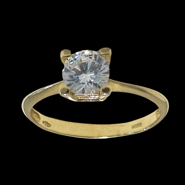 18K Gold Solitaire Zircon Ring