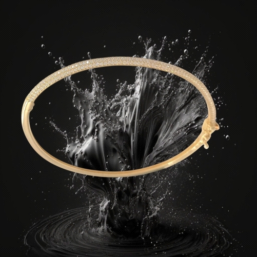9k Gold Bangle with Zircon