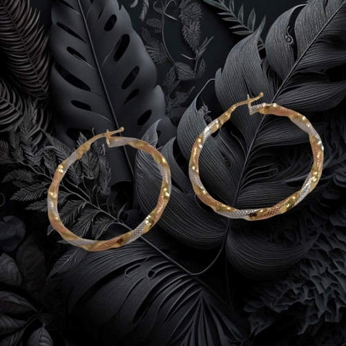 9k Gold tri-color gold hoop earrings