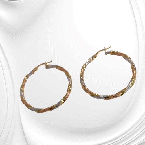 9k Gold tri-color gold hoop earrings