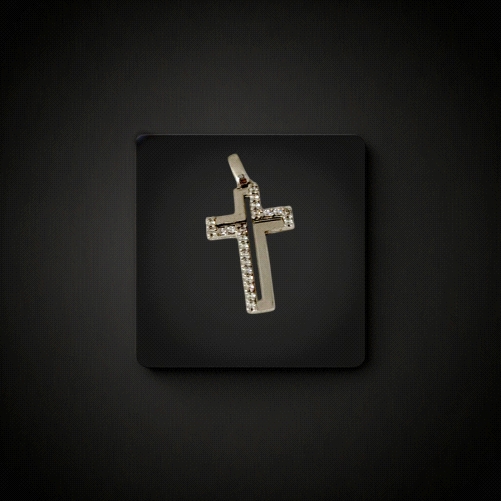 9k White Gold Cross pendant with zircon