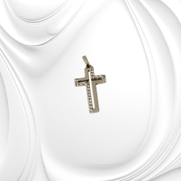 9k White Gold Cross pendant with zircon