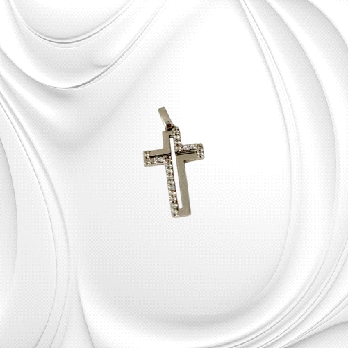 9k White Gold Cross pendant with zircon