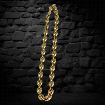 9K Gold Coffee Bean Link Necklace