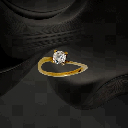 9K Gold Zircon Solitiare Ring