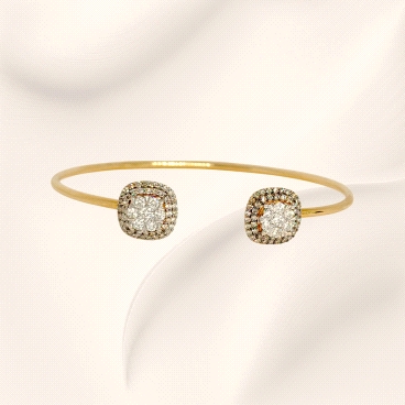 18K Rose Gold open bracelet with diamonds and Black Diamonds