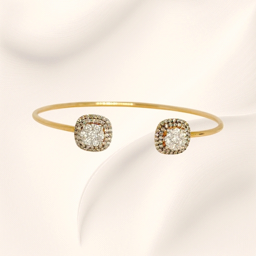 18K Rose Gold open bracelet with diamonds and Black Diamonds